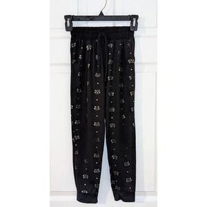 Shoshana Kids Jogger Pants Cat Print Drawstring Waist Casual Black Size XS (6/7)